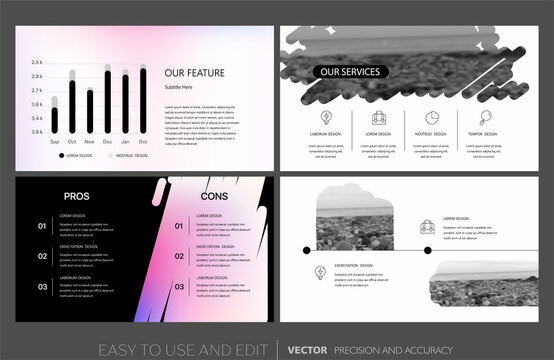Creative presentation templates with editable design elements and infographics. Background for presentation. Vector Slide, flyer, report, marketing, advertising, annual report, banner.	