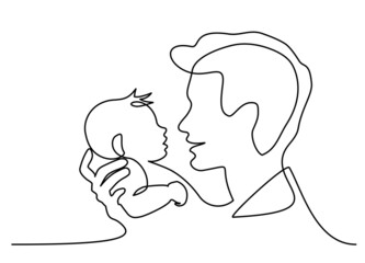 Fathers Day one Line Art Father baby