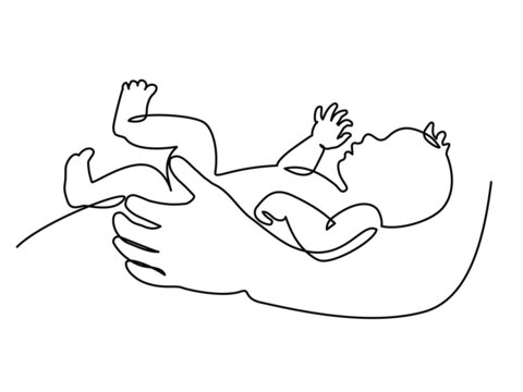 Fathers Day one Line Art Father baby