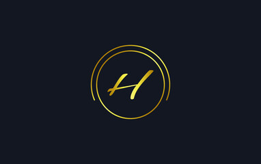 Golden circle and simple flat logo design vector with the letter and alphabet H