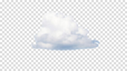 Cloud isolated on transparent background, realistic cloud effect