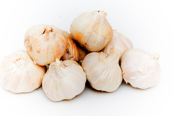 Garlic on white background