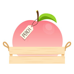 Peach cartoon vector. Doodle peach with leaves icon. Peach fruit in shape of heart isolated on white background. Farm, natural food, fresh fruits.