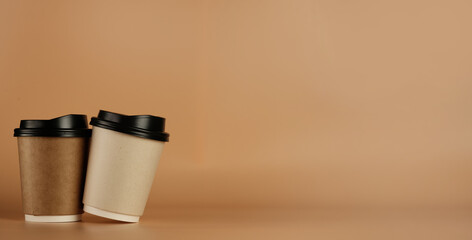 To go Coffee cup is recycle paper mug , Hot drink of take away concept
