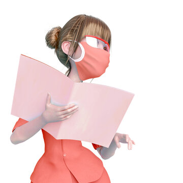 Nurse Cartoon Is Holding A Book And Is Also Giving Instructions In White Background