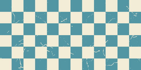 Vector seamless retro checkered pattern with scuffs. Old wrapping paper.