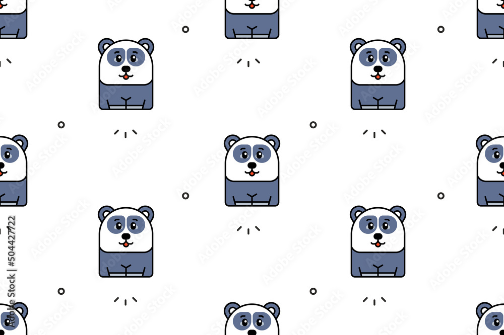 Poster seamless pattern with pandas. icon design. template elements