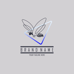 flying bee logo triangle design template for brand or company and other