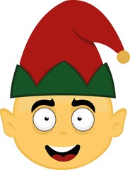 Vector illustration of the face of a yellow christmas elf
