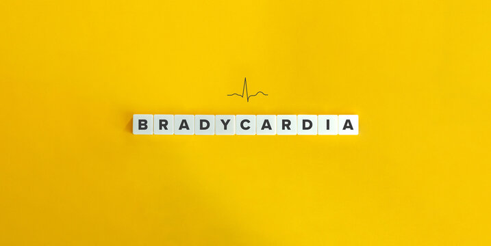 Bradycardia Word, Icon, and Banner. Letter Tiles on Yellow Background. Minimal Aesthetics.