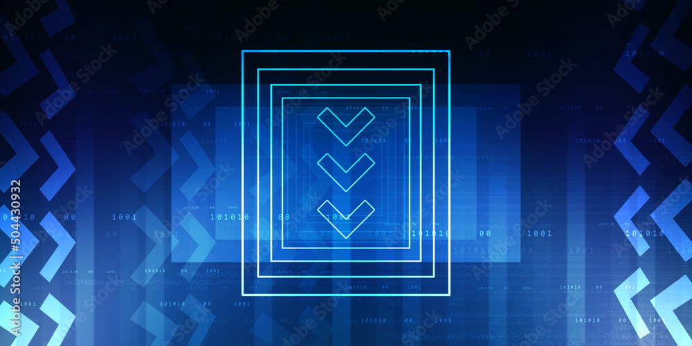 Poster 2d illustration abstract digital binary data on computer screen