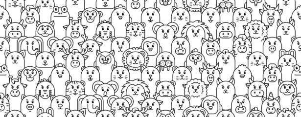 Seamless pattern with Animals icons. Animal icons set. Icon design. Template elements