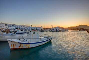 The little port of Naousa village in Paros, Cyclades, Greece