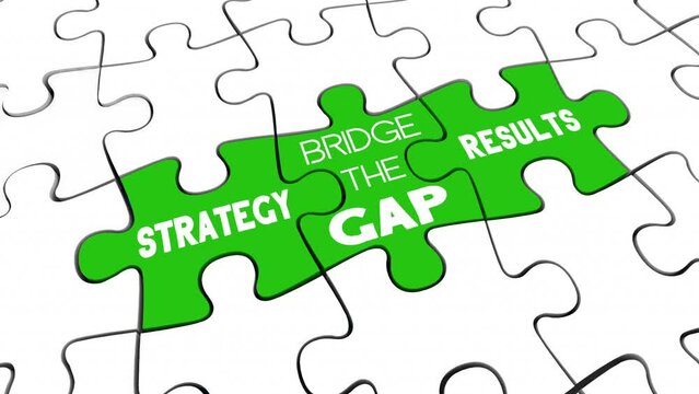 Bridge the Gap Between Strategy and Results Execution Puzzle Pieces 3d Animation