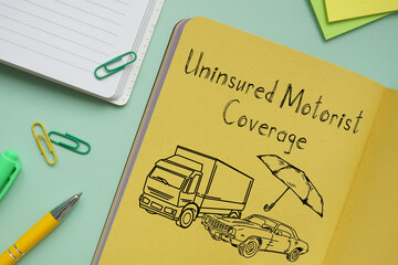 Uninsured Motorist Coverage is shown using the text and picture of car - obrazy, fototapety, plakaty