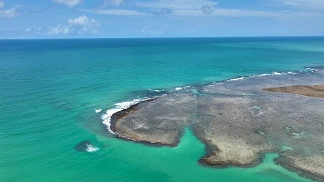 Sand Patacho Beach At Sao Miguel Dos Milagres Alagoas Brazil. Northeast Water Edge Summer. Outdoor Northeast Blue Landscape Sea Sky Clouds. Vacation Northeast Sky Clouds.