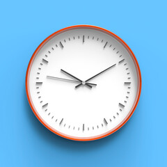 3D Illustration of a wall clock on blue background