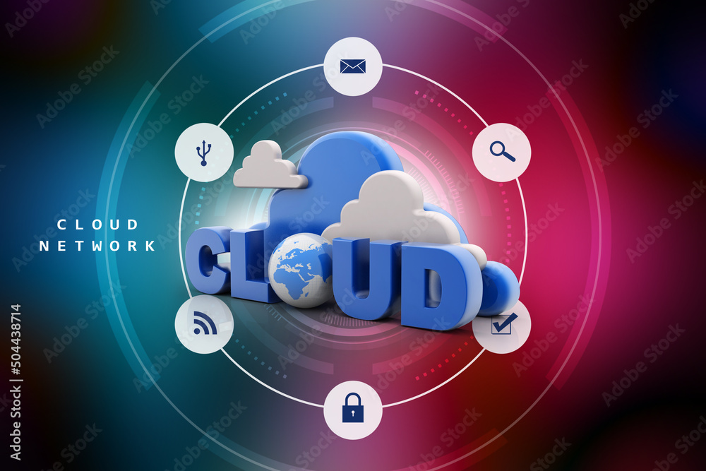Poster 3d rendering technology cloud computing