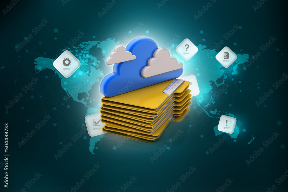 Poster 3d rendering cloud folder network