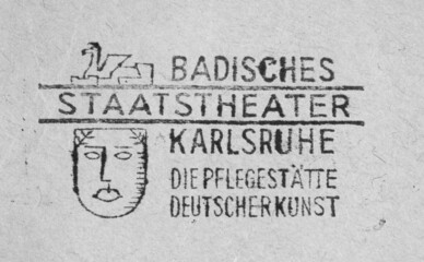 briefmarke stamp vintage retro alt old slogan werbung werbestempel badisches staatstheater...
