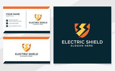 Electric shield logo suitable for company with business card template