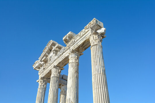 Temple of Apollo in Side. Ruin. The temple is in the form of an even rectangle. Peripter. Turkey