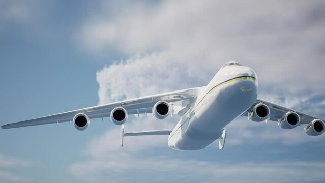 Aircraft AN-225. 3D render. Animation.