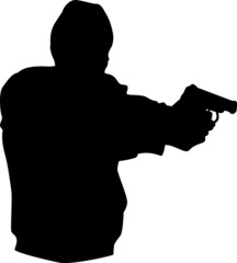 Vector solhouette of a man holding a gun