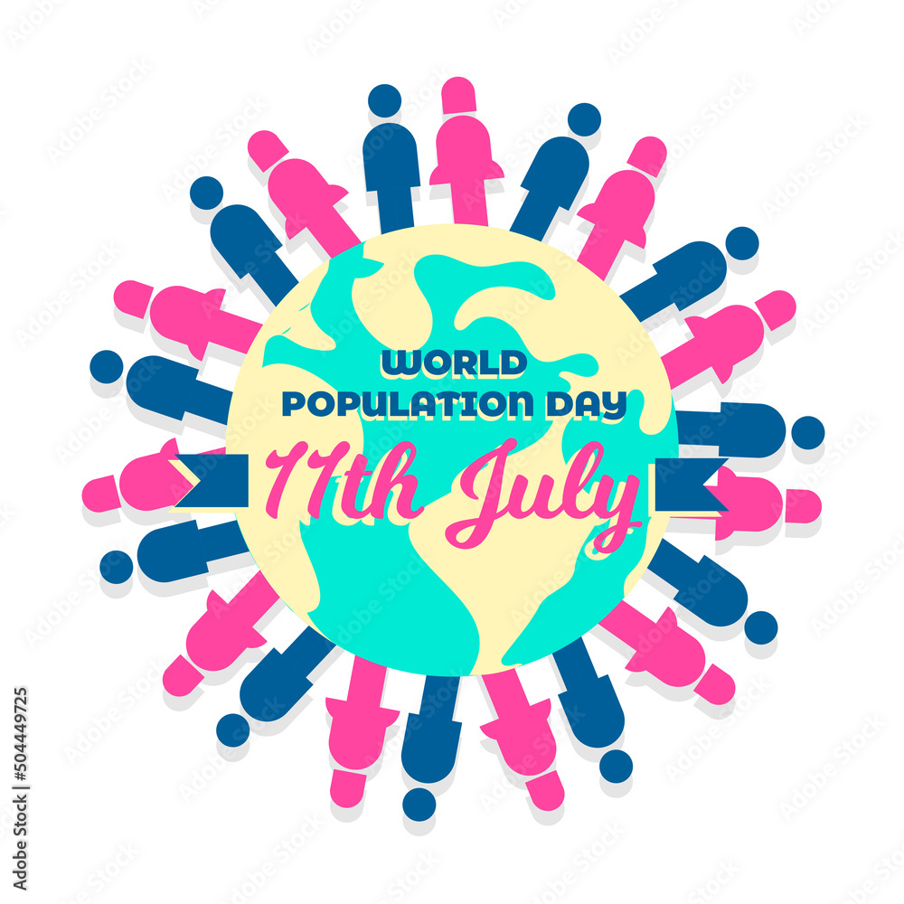 Wall mural World Population Day 11th July poster vector flat illustration design graphic