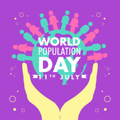 World Population Day 11th July globe hand poster vector background design graphic banner image