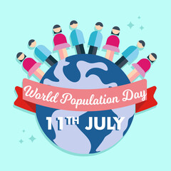 World Population Day 11th July people children men women global poster vector picture graphic