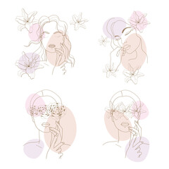 Portrait of a beautiful young woman. Set.