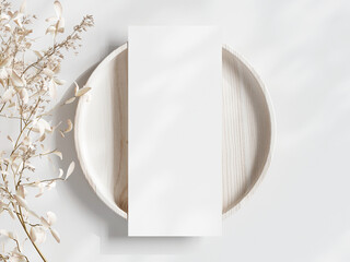Menu Mockup 4x9, Stationary Mockup, Wedding Menu Mockup, Blank Menu Card Template, 3d render