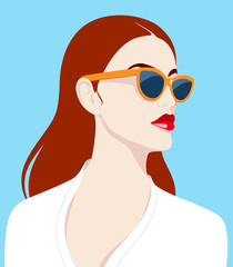 1294_Beautiful redhead woman wearing sunglasses - 504455944