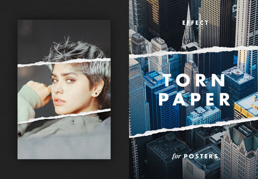 Torn Paper Collage Photo Effect Mockup