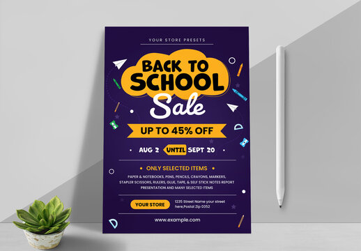 School Themed Flyer Layout with Colorful Elements