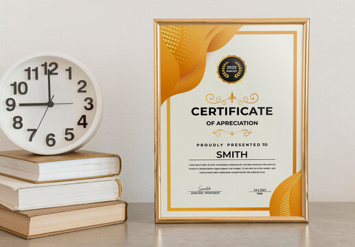 Certificate Layout with Yellow Accents