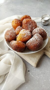 Mini donuts on a wooden desk