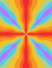 retro background, psychedelic pattern in the style of the 1960-1970s, hippie era texture, rainbow, geometric background