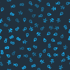 Set Location service, , Crossed hammer and wrench and Question Exclamation on seamless pattern. Vector