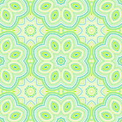 Persian traditional geometric vector seamless ornament. Wallpaper print design. Delicate majolica pattern. Ceramic print design. Flower and leaves composition.