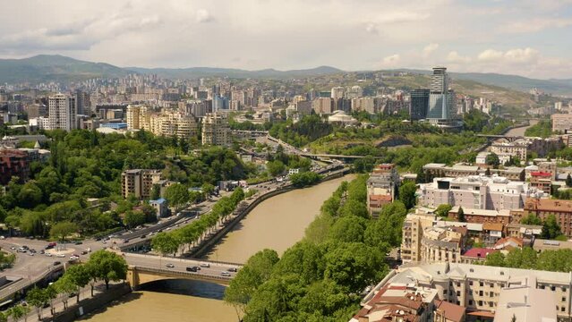 Bird's-eye view of Tbilisi on a sunny day