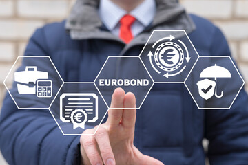 Eurobond concept. European bank Eurobonds Finance Banking Investment Technology. Euro bonds. Euro...