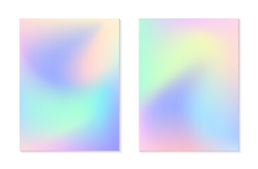 Fototapeta premium Vector set of mesh gradient backgrounds in soft pastel colors.Copy space for text.Abstract fluid illustrations in y2k aesthetic.Modern templates for banners,branding design,social media,covers.