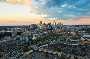 Aerial View of Downtown Denver, Colorado - obrazy, fototapety, plakaty