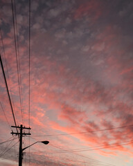 Power pole at sunset