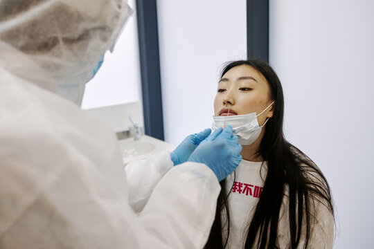 Woman checking her health on coronavirus 