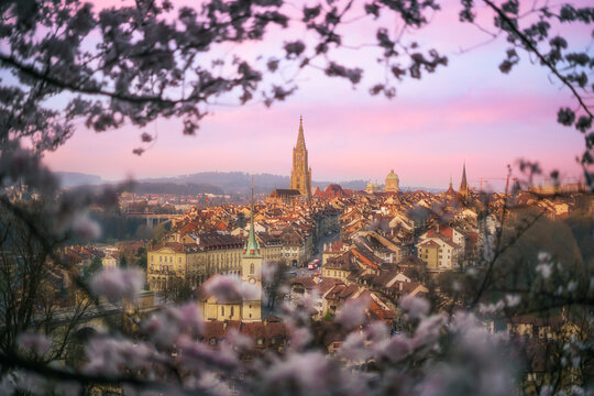 Old city of Bern spring sunrise