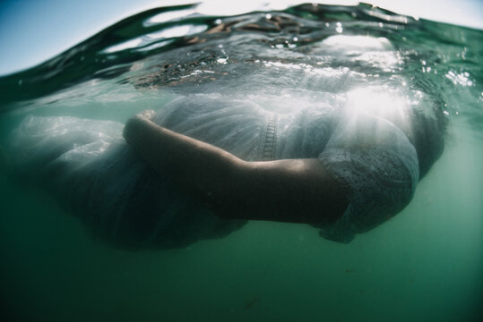 Woman pregnant woman in the water