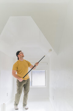 homeowner paints a room
